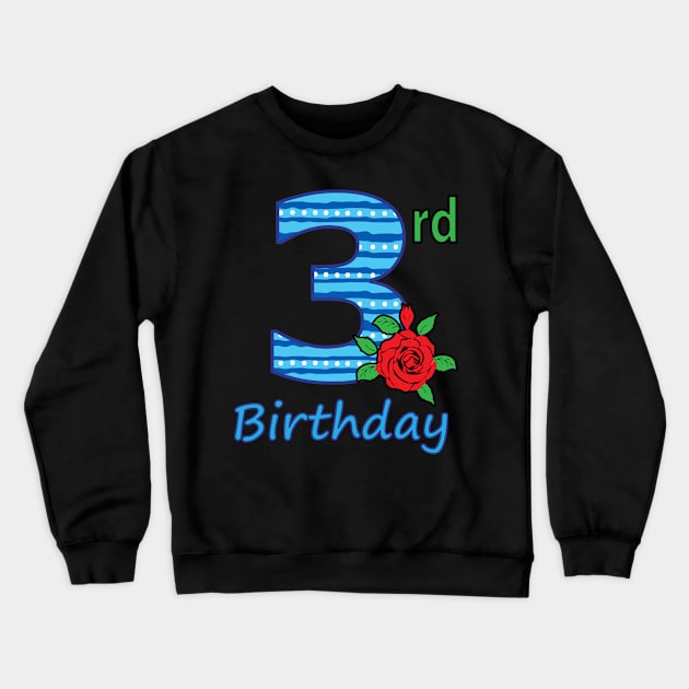 3rd Flower - 3rd Birthday - Flower - Floral - Birthday Crewneck Sweatshirt by lunamoonart